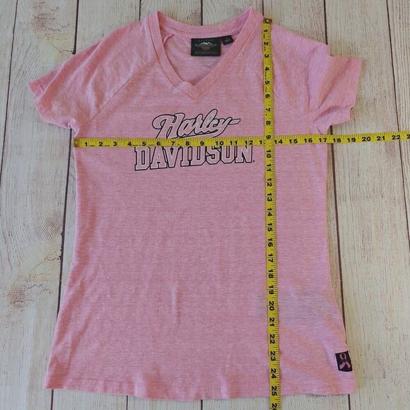 Harley Davidson pink label V-neck logo tee sz M - Picture 11 of 13